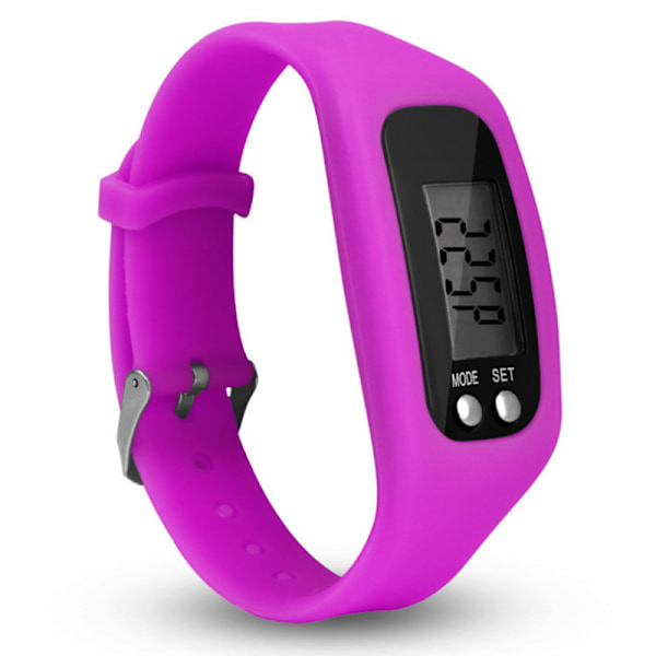 Klocka med LCD-skärm Enkel användning Promenad Fitness Tracker Armband Digital Stegräknare Rose Red