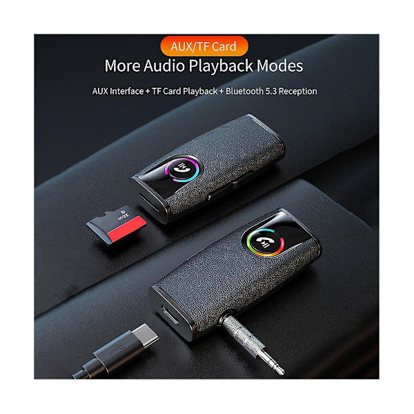 Bluetooth Audio Receiver Bt5.3 Audio Music Aux Adapter for 3.5mm Hodetelefon Høyttaler Bil Handsfree Sup