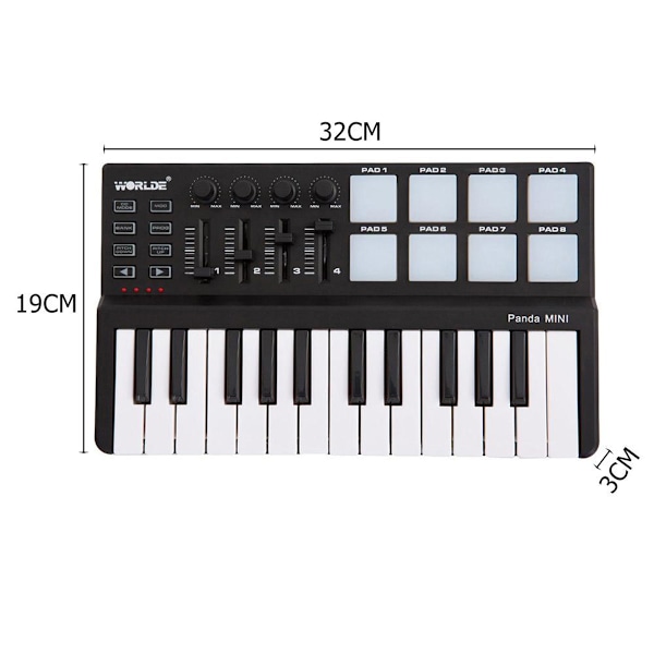 WORLDE PANDAMINI USB MIDI-controller Professionel 25 Keyboard