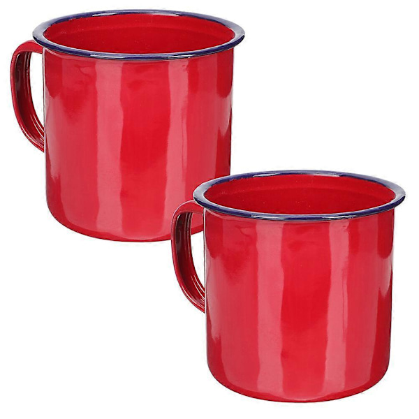 2 st Emaljmugg Emalj Camping Kaffemugg Återanvändbar Emalj Te Vatten Drickkopp