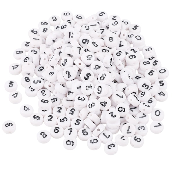 4x7mm Round Numbers Acrylic Beads 0-9 White DIY Handmade Beads Jewelry Accessories 500pcs