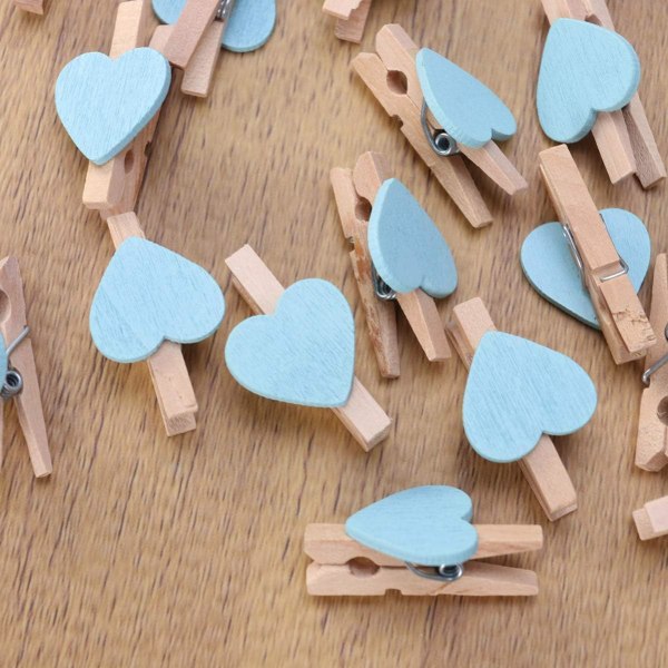 50pcs Mini Wooden Clips Clothes Pegs Craft clips with hearts