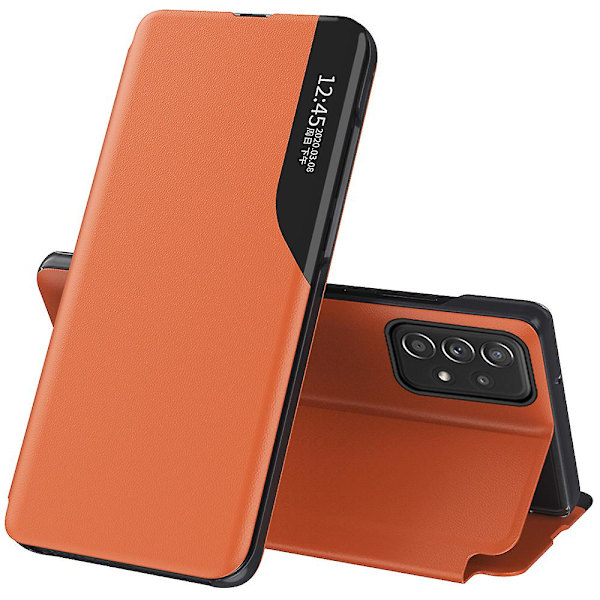 Fodral för Samsung Galaxy A53 5g med Fönster Magnetisk Stängning Anti-fall PU Läder Flip Case Orange