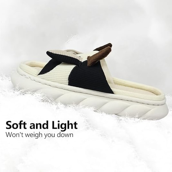Söta Ko-tofflor för Kvinnor - Tecknade Inomhus Utomhus Herr Bomulls Hustomtar Fuzzy Bekväma Sandaler