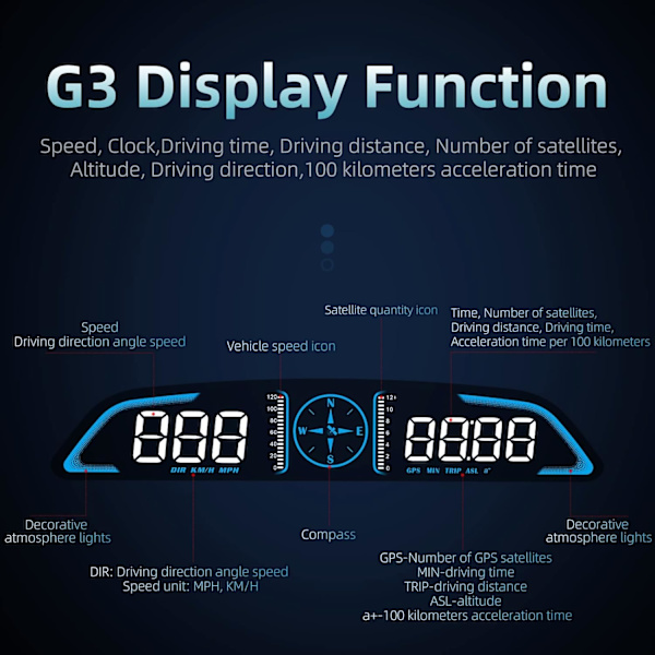 Digital GPS speedometer Universal Head Up Display til bil LCD skærm HUD med MPH hastighed