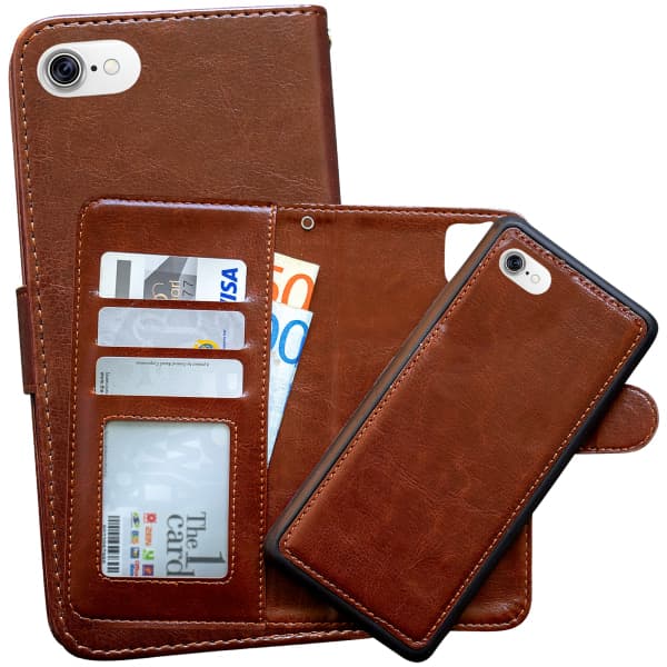 iPhone 7/8/SE (2020 & 2022) - Wallet Case / Magnetisk Case + To Brun