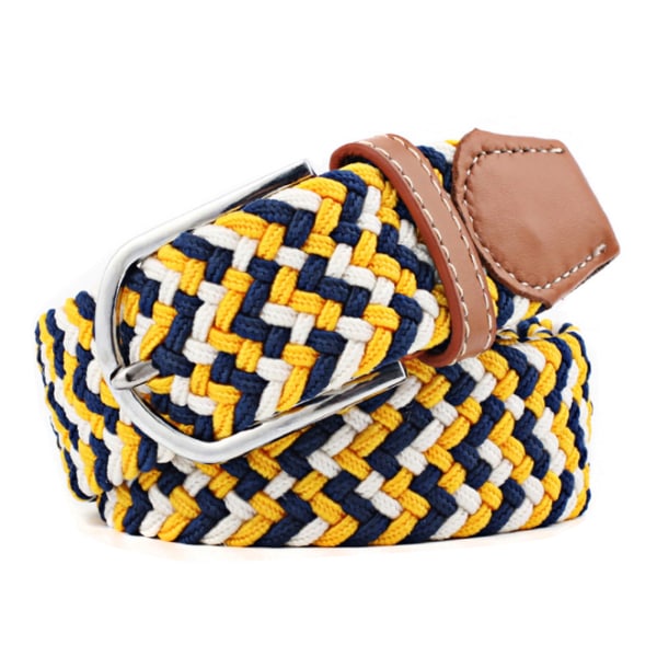 Bælte lærred 23 mønstre størrelse W26-W36 stræk justerbar længde: 9 Yellow / dark blue / white multicolored