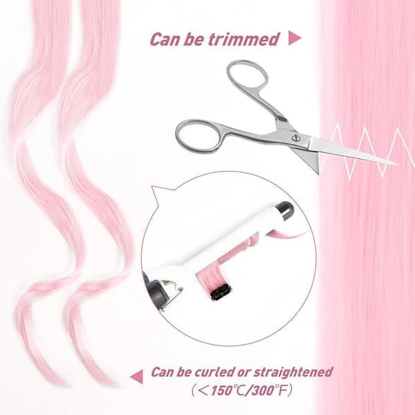 21' 8 stk. Farvede Hår Extensions til Piger Fest Highlights Farvede Hår Extensions Clip in/on til Piger og Børn Hår Tilbehør (Pink)