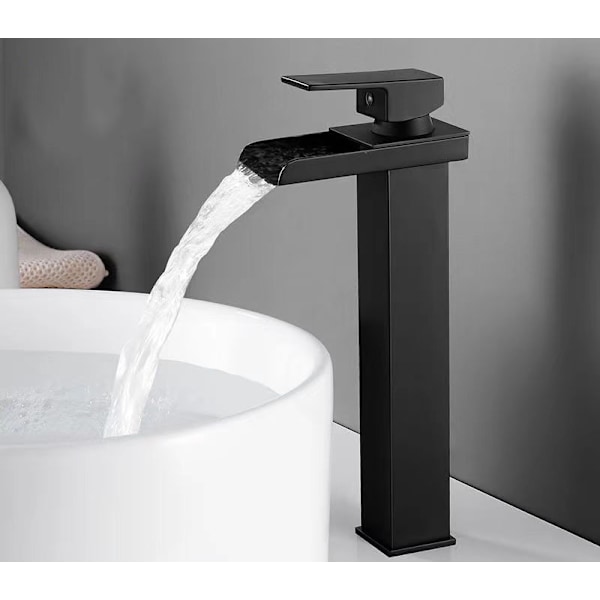 Moderne svart fossefall baderomsbatteri, fossefall servantbatteri high