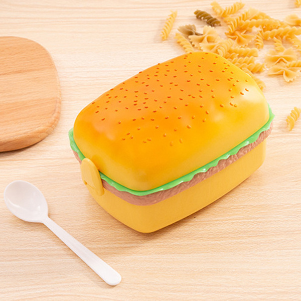 Lunchboks Barn Gutter Både runde og firkantede former Lunsj Rektangl Rectangle Burger Lunch Box - With Spoon