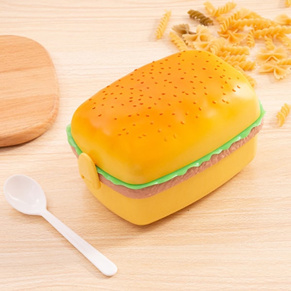 Lunchlåda Barn Pojkar Både runda och fyrkantiga former Lunch Rektangl Rectangle Burger Lunch Box - With Spoon