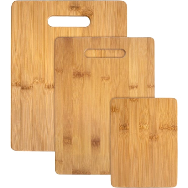 3-delad bambu skärbräda set, 3 olika storlekar
