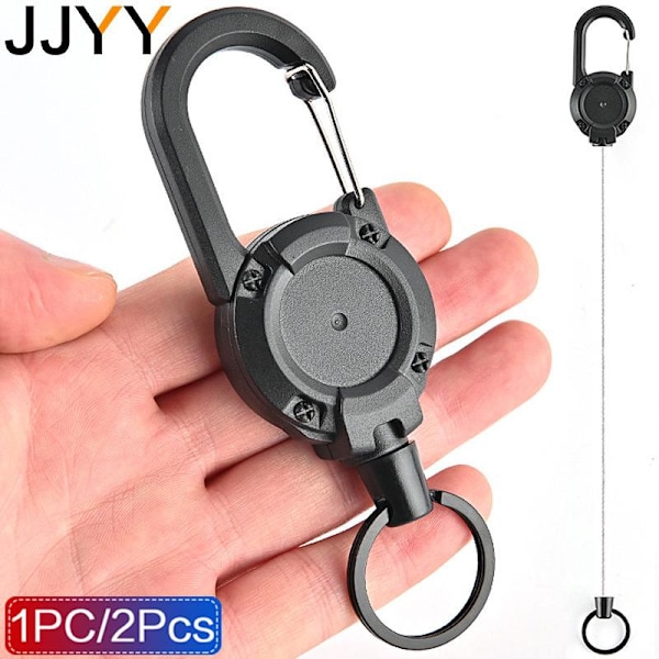 Ulkoilutuotteet Retractable Keychain Portable Brand Lanyard Holder Backpack Key Ring Belt Buckle Hanger Musta Musta Black B