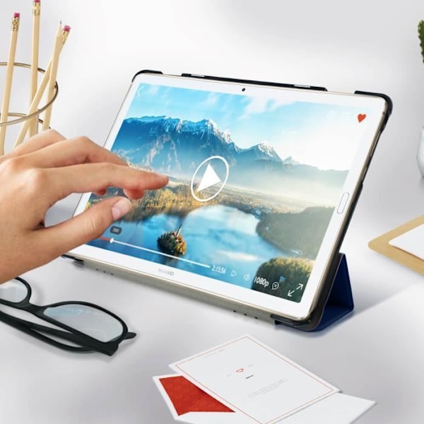 Huawei MediaPad M6 10.8 Fodral Videostöd och Tangentbord Slim Design Blå Blå