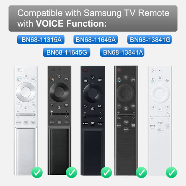 Ersättningsröstfjärrkontroll för Samsung TV, endast för Samsung TV-fjärrkontroll med röstfunktion, för Samsung