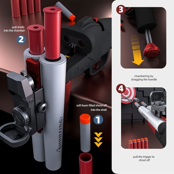 Ny dobbeltløpet haglegevær leketøy skumblaster dobbeltskudd leketøypistol egnet for barn fra 8 år og oppover