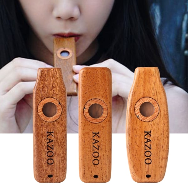 Træ Kazoo Mahogni Kazoo Fløjte Membran Guitar Ukulele Akkompagnement Harmonisk Membran Mundstykke Blæseinstrument 0.04 B