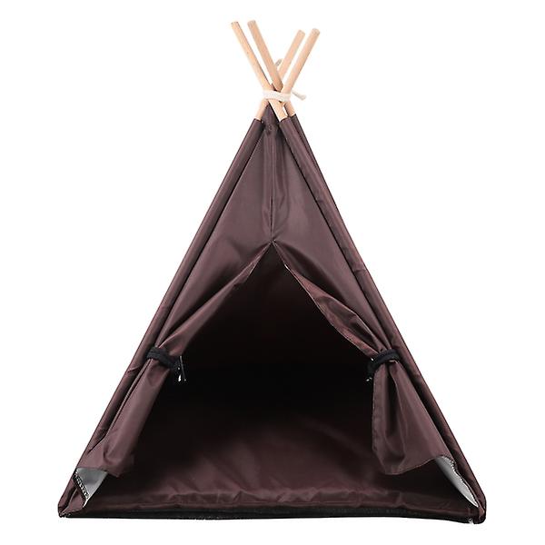 Oxford Cloth Pet Tipi Washable Dog Tent House Indoor Cat Sleeping Bed Coffee40X40X50CM Coffee