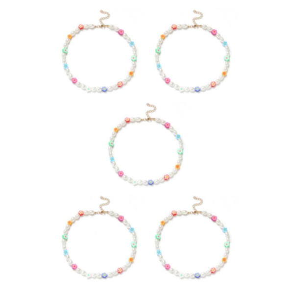 1/2/3/5 Pärlhalsband Pärlchoker Justerbar Kedja Boho Typ 1 Type 1 5PCS