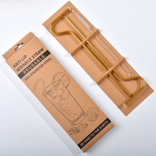 3/6PCS Anti Wrinkle Straw Drinking straw GOLDEN 3PCS - spot sale golden