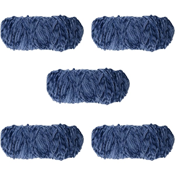 Chenillegarn til hækling og strikning, 5 x 95 g, garn til hækleprojekter blue-gray