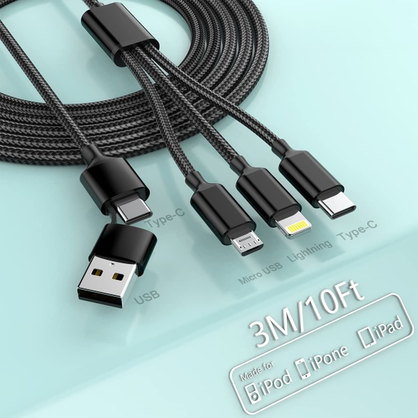 3M Multi Fast 4-in-1 monitoiminen nailonkaapeli USB/C