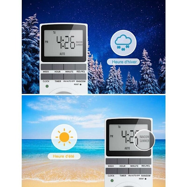 Digital programmerbar stikkontakt Ukentlig digital timer, LCD-skjerm, energisparing (1-pakning)