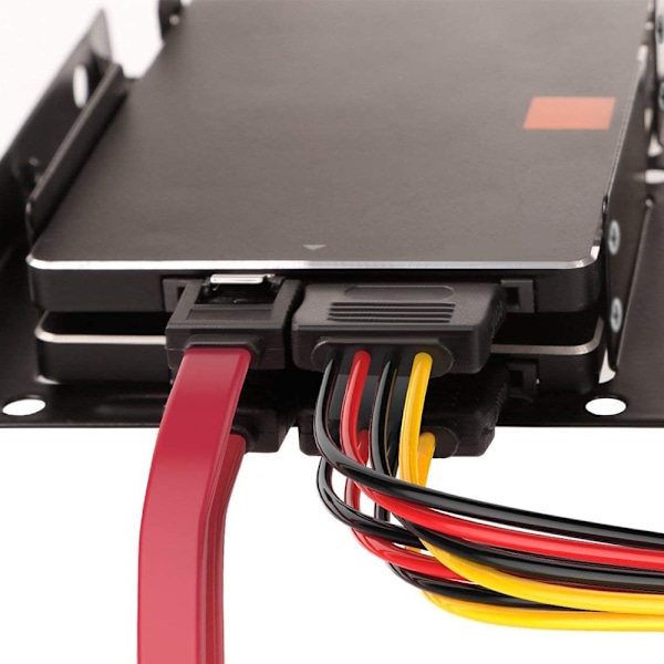 Adapterkit för 2,5\" till 3,5\" hårddiskfack - Konverteringsfack för montering av HDD SSD - IDE 4P hane till 2 SATA 15-stifts hona strömkabel + 2 x