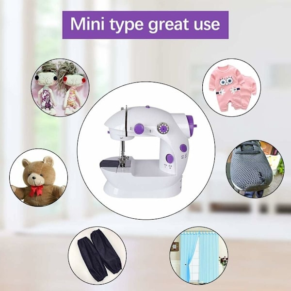 Mini elektrisk symaskin, resesymaskin, bärbar elektrisk handsymaskin hem DIY med MODOU