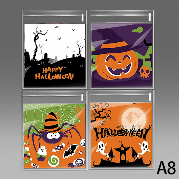 100 st Halloween Godispåsar Presentpåsar Kex Snacks Plast A8