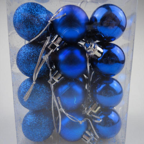 Julekulepynt til juletrepynt Hengende kule Blå Blue 24pcs