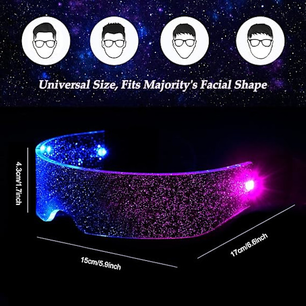 Lysande glasögon, LED-glasögon, Cyberpunk LED-glasögon, F