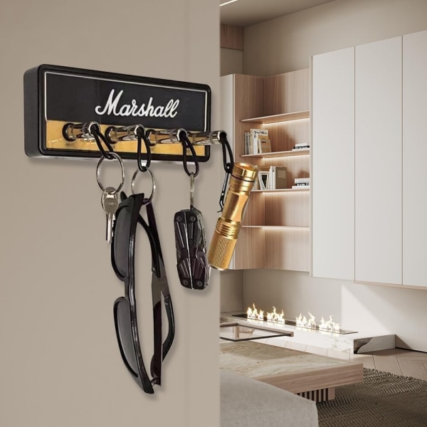 Nyckelhållare för vägg, gitarrnyckelkrokar, JCM800 Standard gitarrnyckelring, gitarrförstärkare nyckelhållare krok med 4 nyckelhållare, svart black