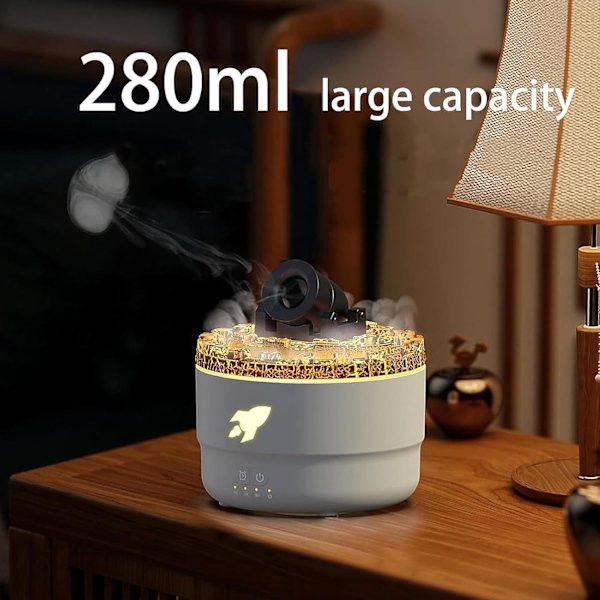 Ultralyd Luftfukter 280ml Aroma Diffuser 2 Tåkemoduser LED Nattlys for Hjem Soverom Kontor