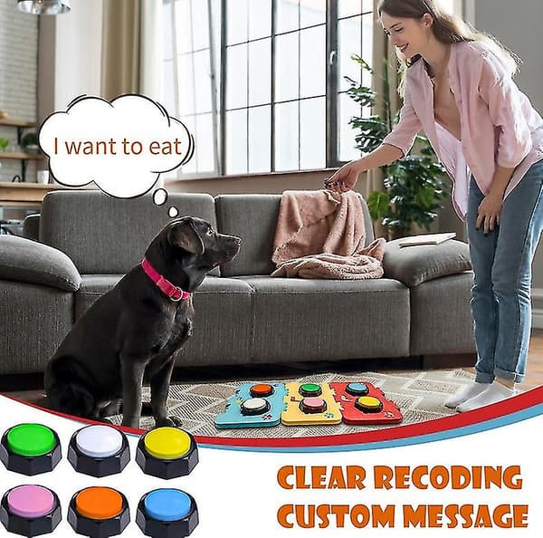 Hundeknapper til kommunikation, talende knapper til hunde, 9 optagelige lydknapper Red