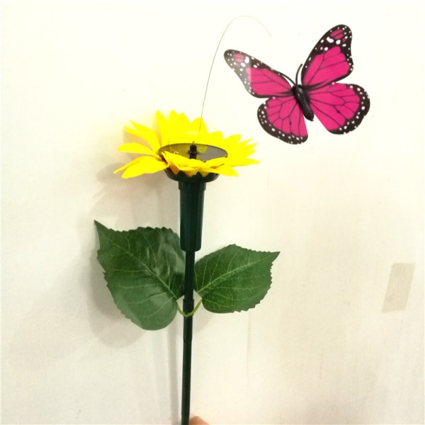 Solcells drivna dansande fladdrande fjärilar flygande kolibri trädgård växter blommor insats trädgård gräsmatta dekor rosa Pink Sun Flower Butterfly