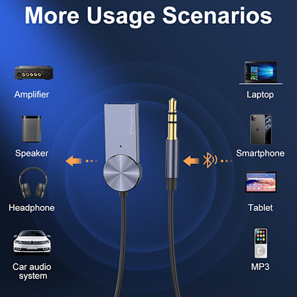 Aux Bluetooth -sovitinadapterikaapeli autoon 3,5 mm:n liittimellä