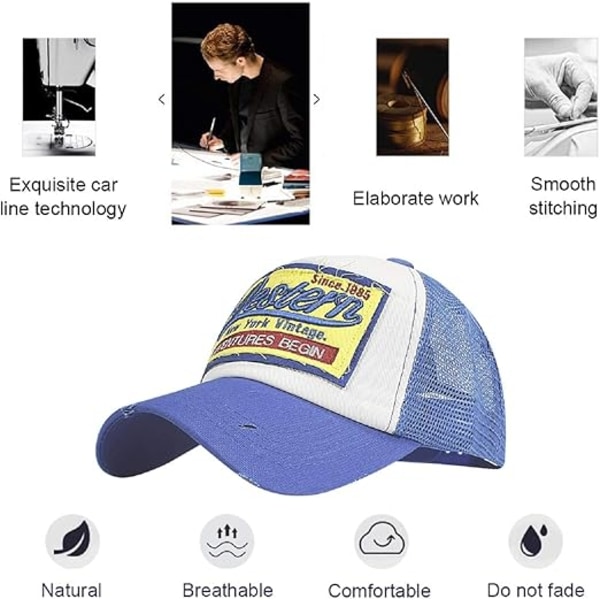 Baseball Cap Mesh Caps Unisex Broderet Bogstav Patch Casual Caps Hip Hop Solhatte Blue