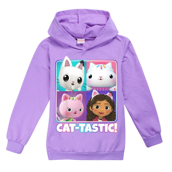 Pojkar Flickor Hoodies Gabby's Dollhouse Pullover Jacka Kappa Present lila purple 130 cm