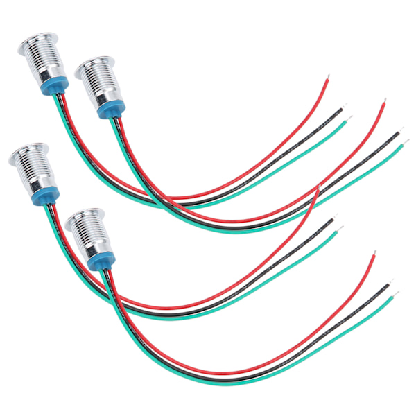 4 sæt indikator LED-lys vandtæt fælles anode industrielle kontrolkomponenter 12mm 110-220V rød og grøn