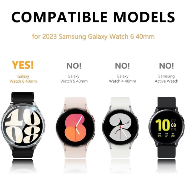 [6+8Pakke] for Samsung Galaxy Watch 6 40mm Case, 6 IC