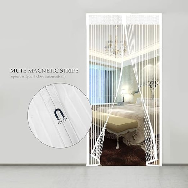 (85x200 cm, vit) Magnetisk myggnät automatisk stängande dörr C