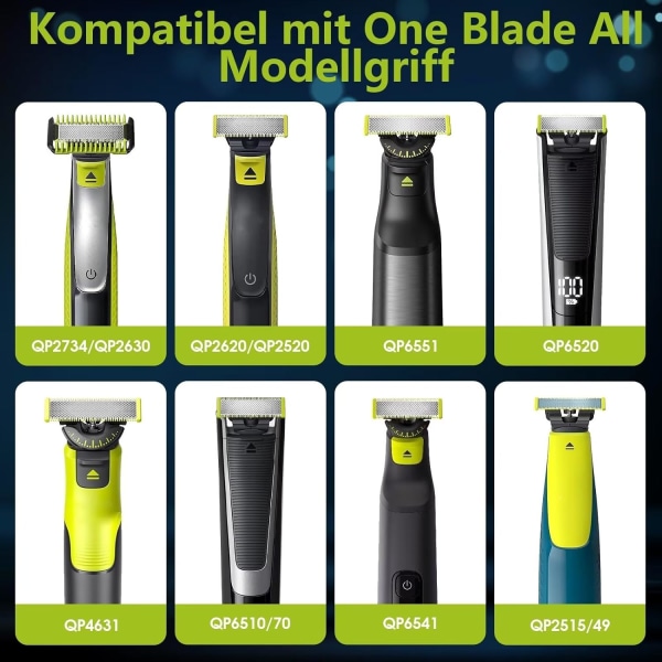 One Blade reserveblad - Kompatibel med QP2520-QP2734, QP4631 - Passer til OneBlade 360, Pro 360 QP6551 2 items