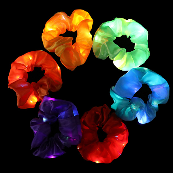 LED-kiilto hiusnauha Scrunchies hiusnauha poninhäntäpidike pääpanta Purple