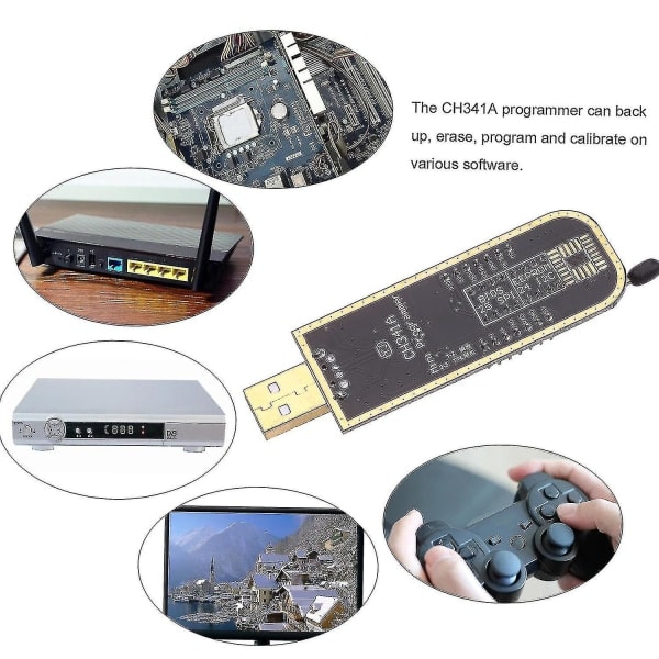 CH341a USB-programmerere Eeprom Bios Flasher Programmerbar logikkrets med Sop8 Flash Clip Kompatibel med 24/25-seriebrikke