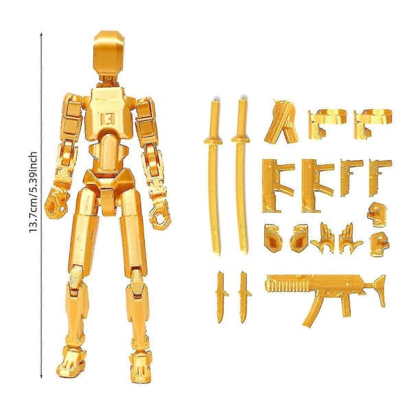 T13 Actionfigur Titan 13 Actionfigur Robot Actionfigur 3D-printad Action Golden