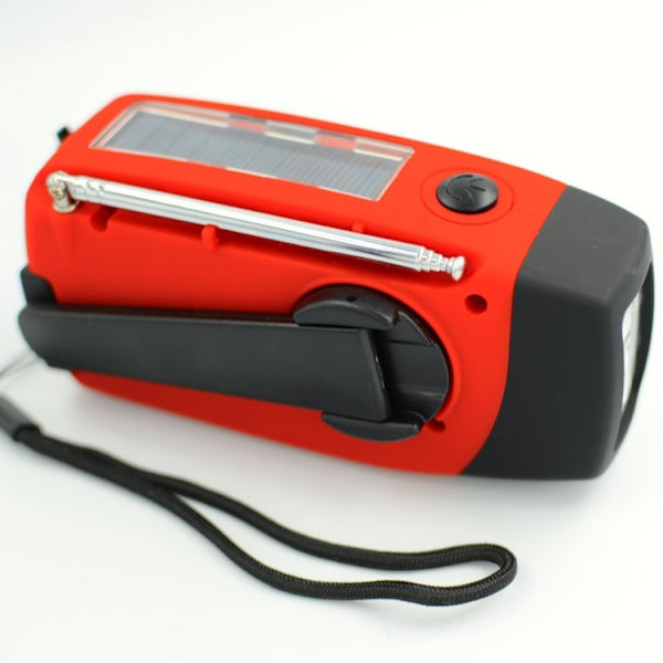Nödradio med solcellsladdning, vevgenerator och USB-laddning