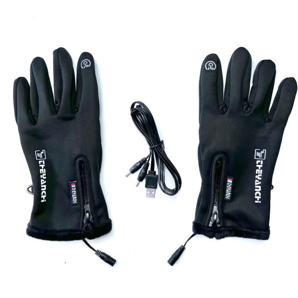 Black USB Heated Gloves for Men and Women, Winter Heated Mittens