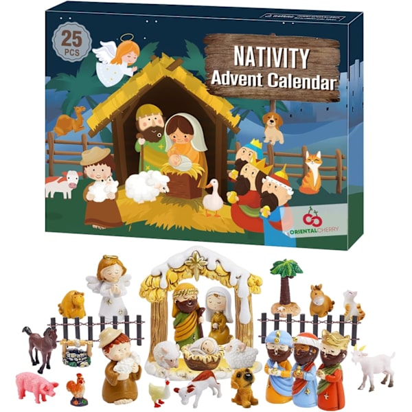 Adventskalender 2024 - 25 Dager med Julekrybbe-Set - Nedtelling til Jul for Barn Gutter Jenter Småbarn Tenåringer Innendørs Leke