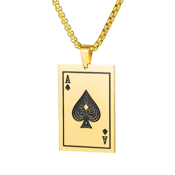 Titanium Steel Ace of Spades Playing Card Pendant Chain